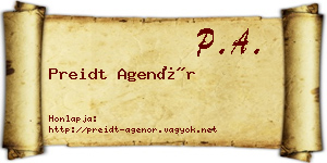 Preidt Agenór névjegykártya